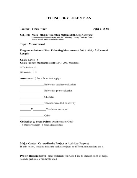Technology Lesson Plan Lesson Plan
