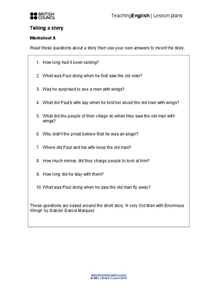 Telling A Story Worksheet