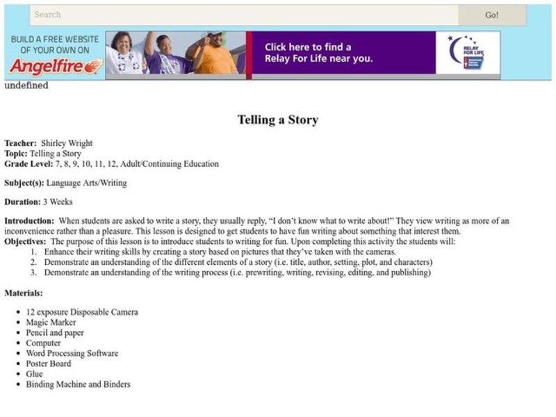 Telling a Story Lesson Plan