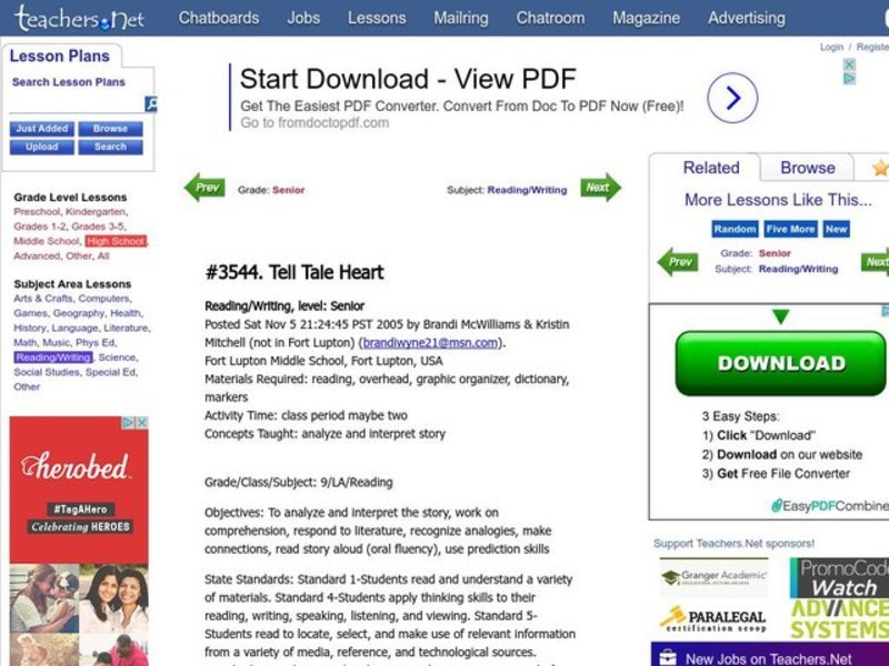 Tell-Tale Heart Lesson Plan