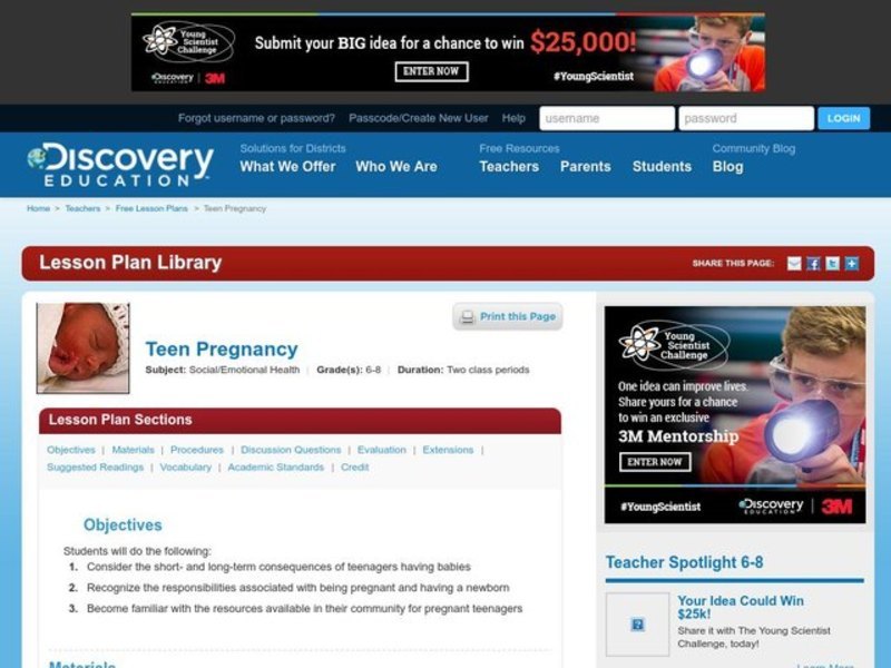 Teen Pregnancy Lesson Plan