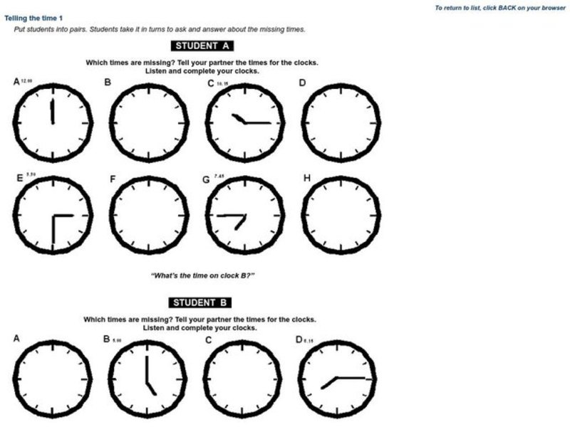 Telling Time Worksheet