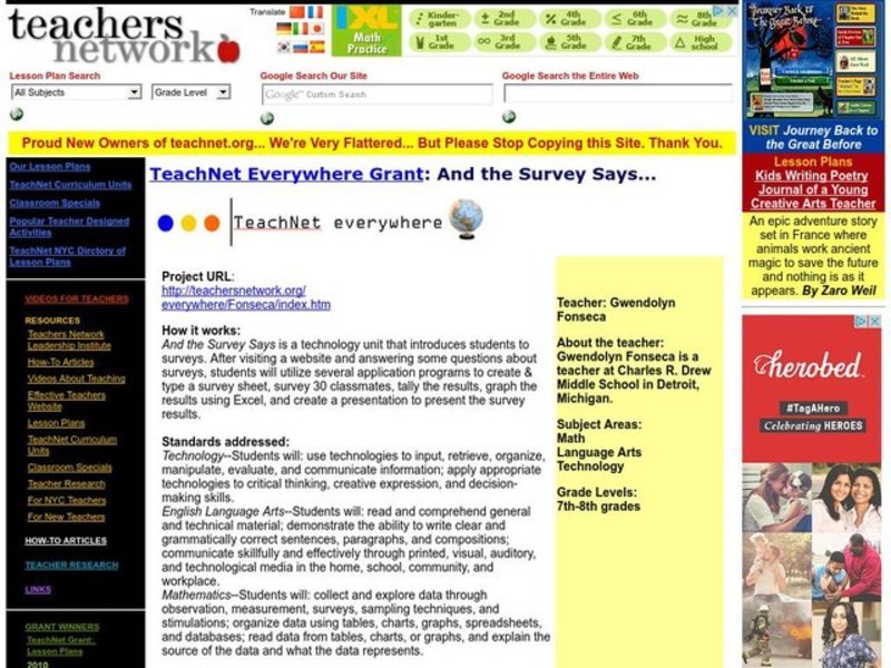 And the Survey Says... Lesson Plan