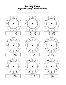 Telling Time Worksheet