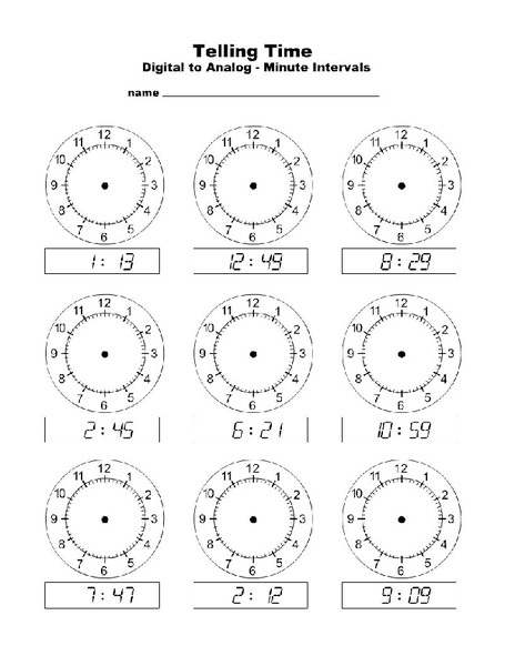 Telling Time Worksheet