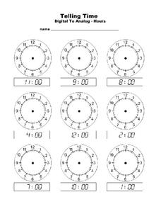 Telling Time Worksheet