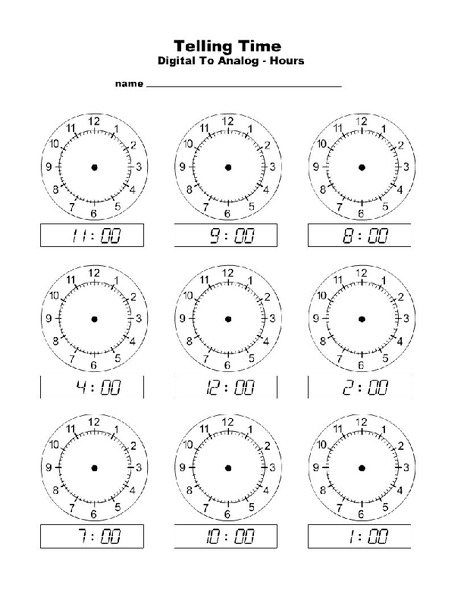 Telling Time Worksheet