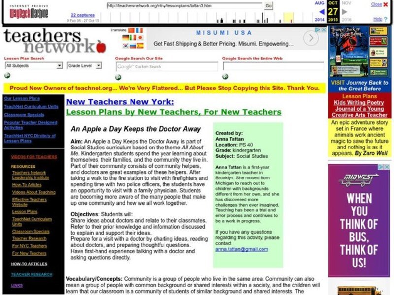 An Apple a Day Keeps the Doctor Away Lesson Plan