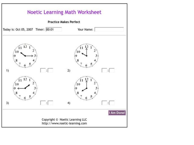 Telling Time Worksheet
