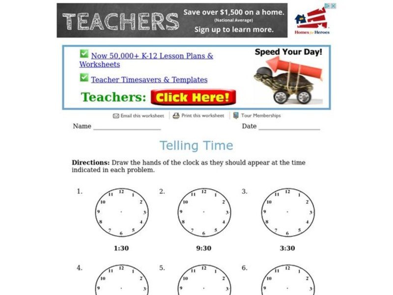 Telling Time Worksheet