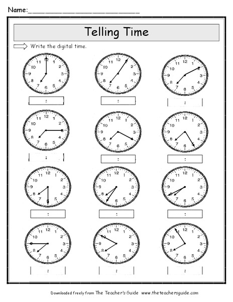 Telling Time Worksheet