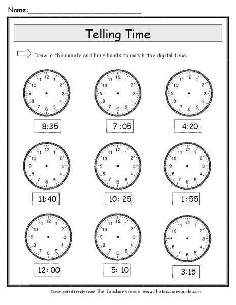 Telling Time #4 Worksheet