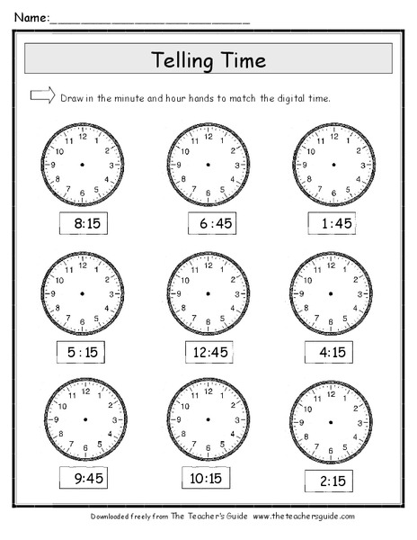 Telling Time #4 Worksheet