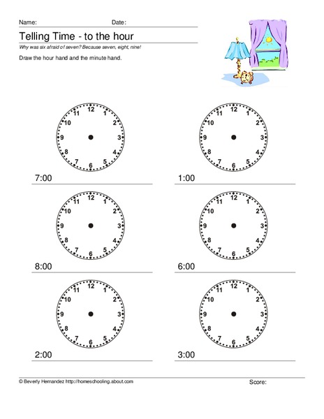 Telling Time to the Hour Worksheet