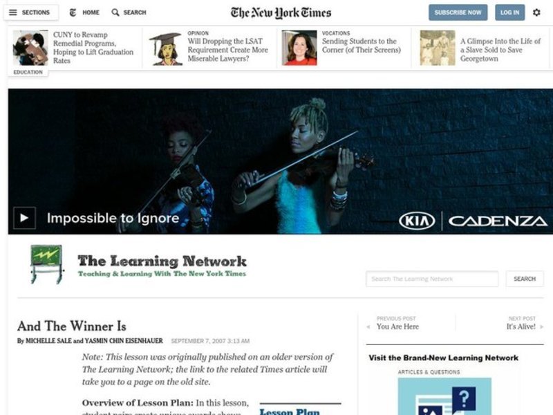 And The Winner Is Lesson Plan