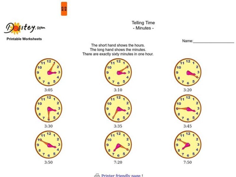 Telling Time:  Minutes Organizer