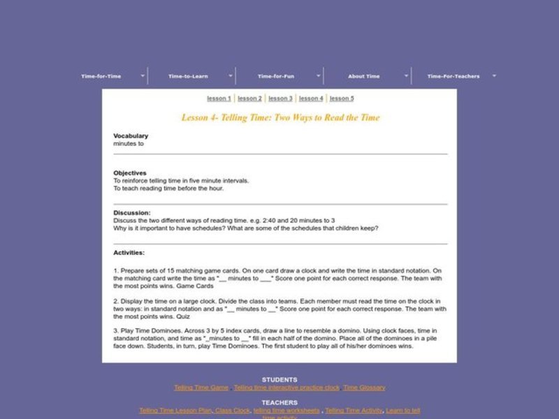 Telling Time: Two Ways to Read the Time Lesson Plan