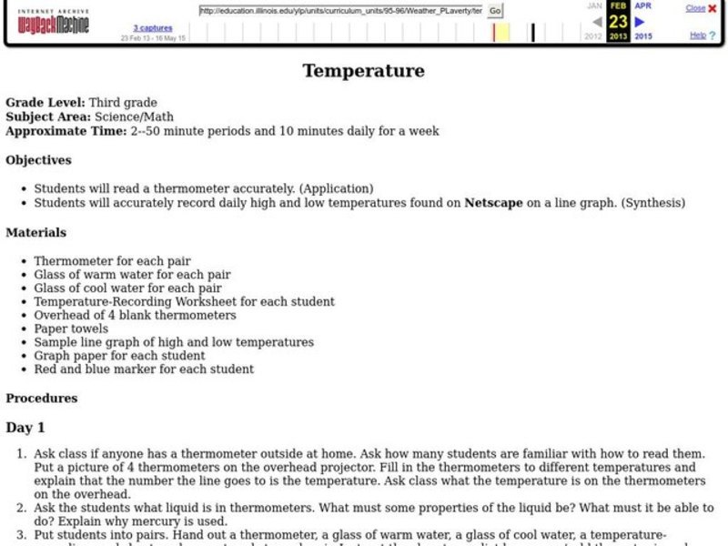 TEMPERATURE Lesson Plan