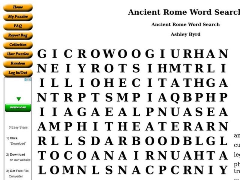 Ancient Rome Worksheet