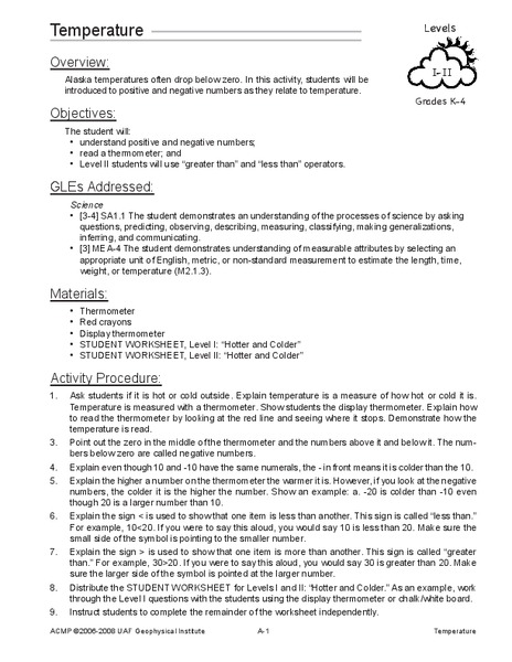 Temperature Lesson Plan