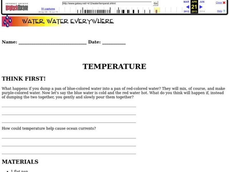 Temperature Worksheet