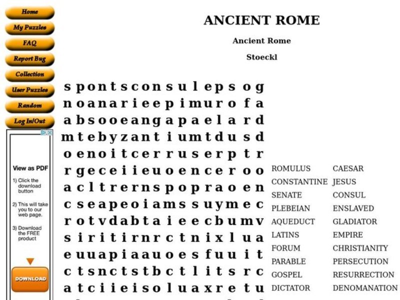 Ancient Rome Worksheet