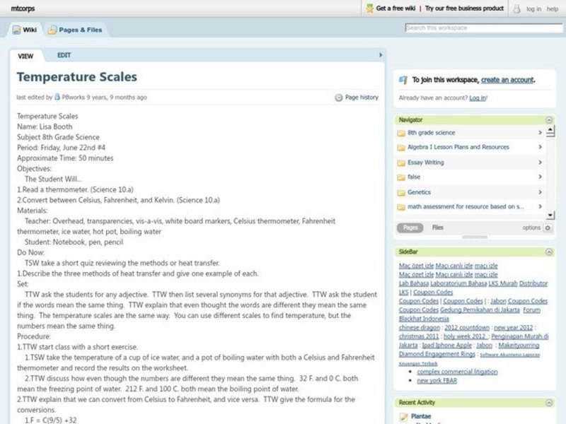 Temperature Scales Lesson Plan