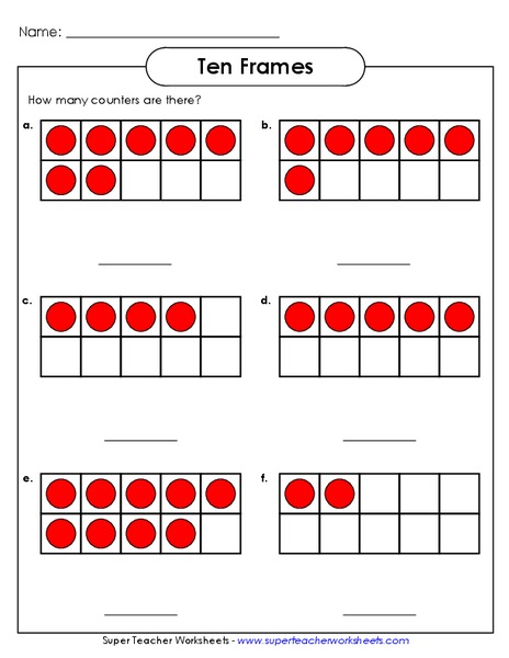 Ten Frames Worksheet
