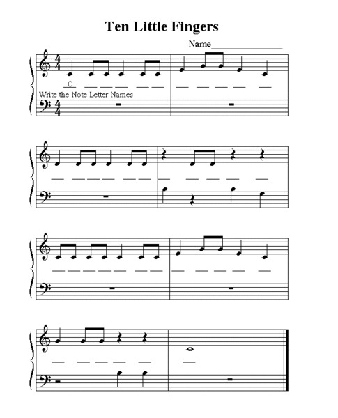 Ten Little Fingers Worksheet