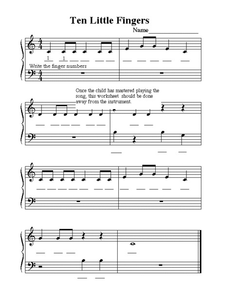 Ten Little Fingers Worksheet