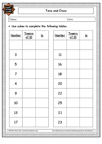 Tens and Ones Worksheet