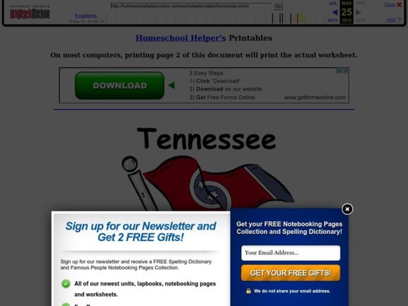 Tennessee Worksheet