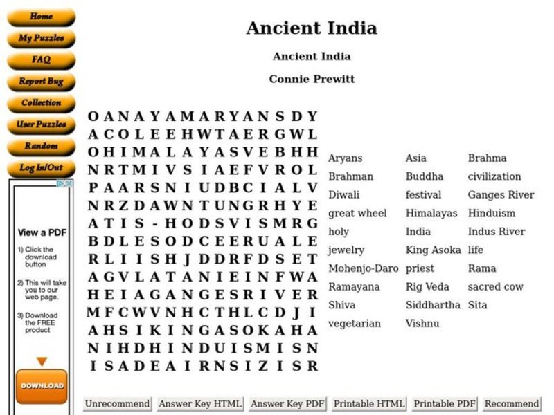 Ancient India Worksheet