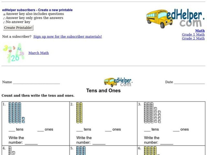 Tens and Ones #3 Worksheet