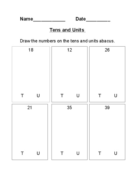 Tens and Units Worksheet