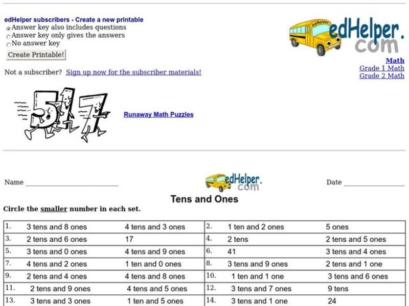 Tens and Ones: Place Value Interactive