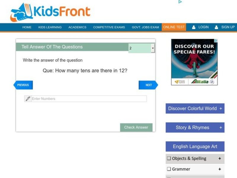 Tens question Interactive