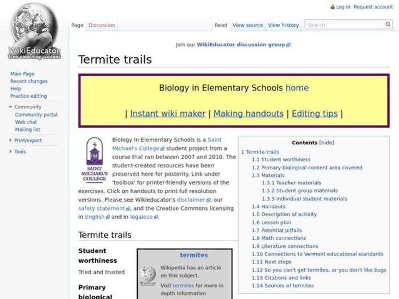 Termite Trails Lesson Plan