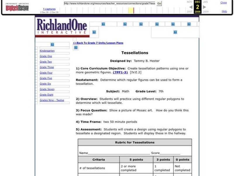 Tessellations Lesson Plan