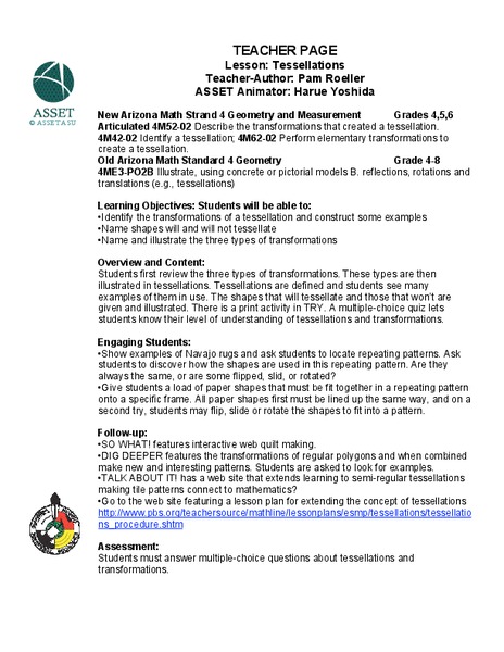 Tessellations Lesson Plan