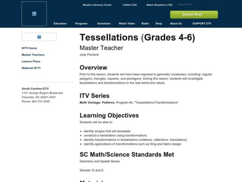 Tessellations Lesson Plan