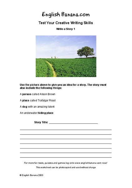 Test Your Creative Writing Skills Worksheet