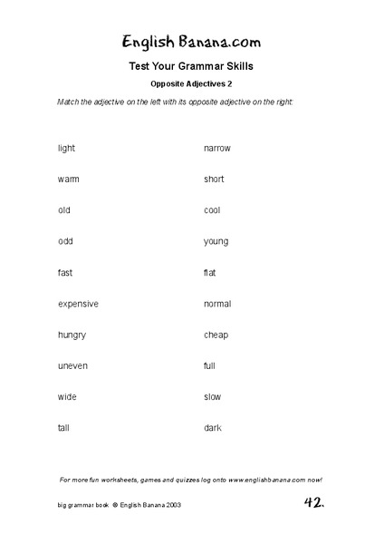 Test Your Grammar Skills Worksheet