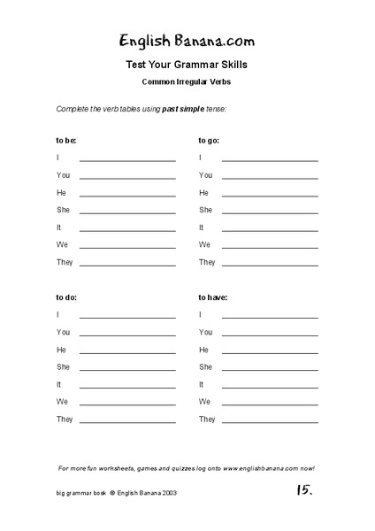 Test Your Grammar Skills Worksheet