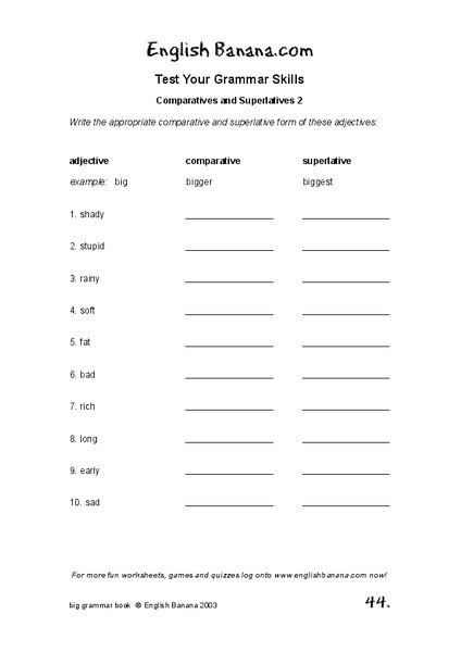 Test Your Grammar Skills Worksheet
