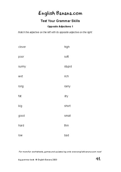 Test Your Grammar Skills Worksheet