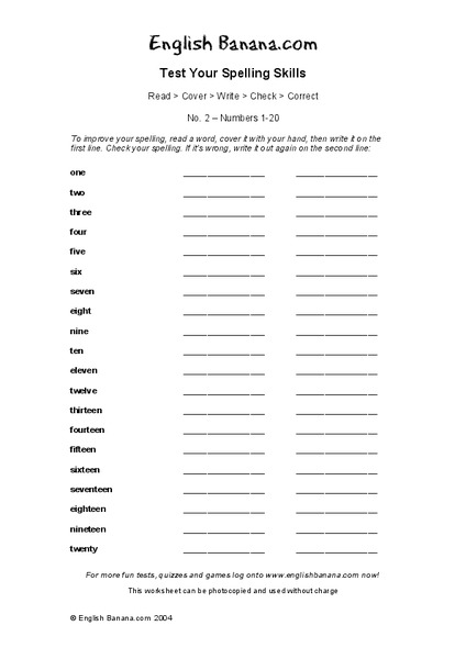Test Your Spelling Skills Worksheet