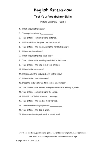 Test Your Vocabulary Skills Worksheet