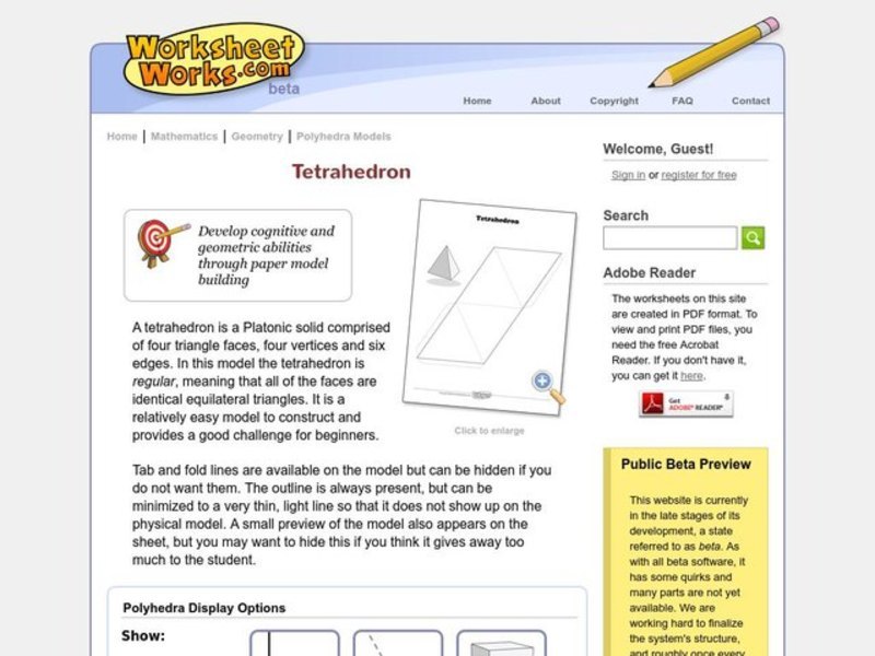 Tetrahedron Worksheet