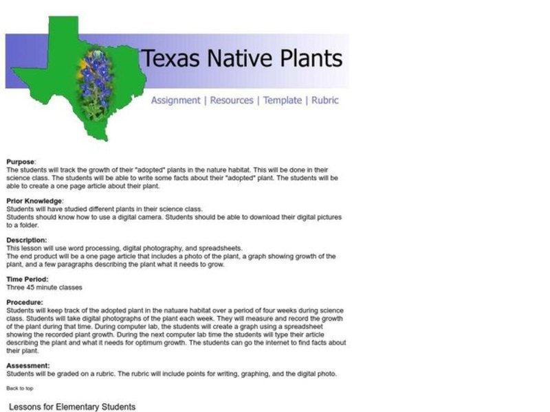 Texas Native Plants Lesson Plan